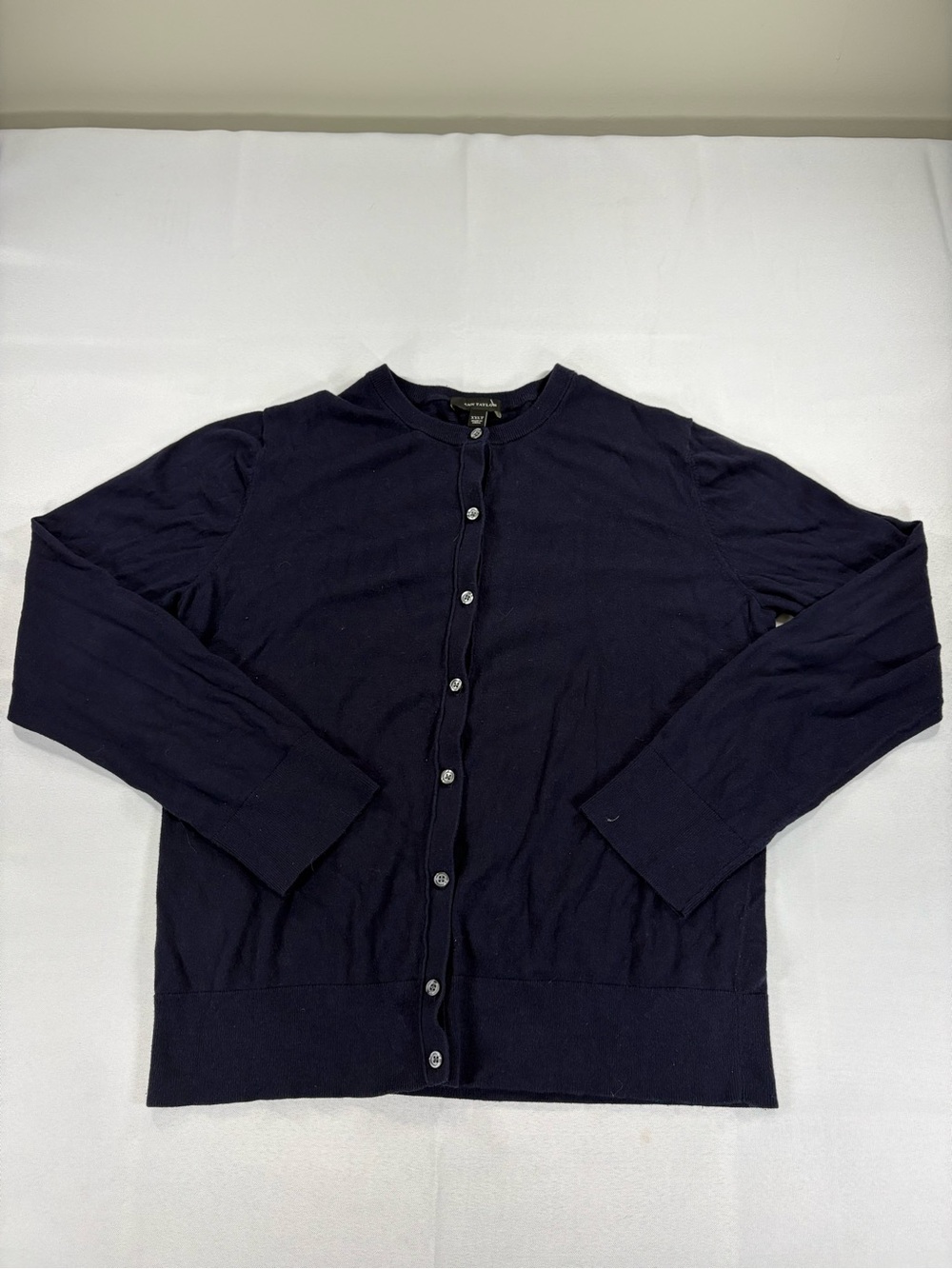 Ann Taylor XXL Navy Blue Button Front Cardigan Cotton Modal Sweater